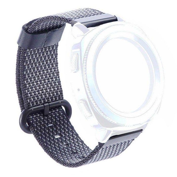 Curea material textil, compatibila Samsung Galaxy Watch3 40mm, telescoape Quick Release, Negru/Argintiu