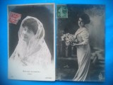 HOPCT 1708 FEMEI..FEMEI-TCV-ROMANTICA-FRANTA-LOT 2 CARTI POSTALE VECHI-CIRCULATE