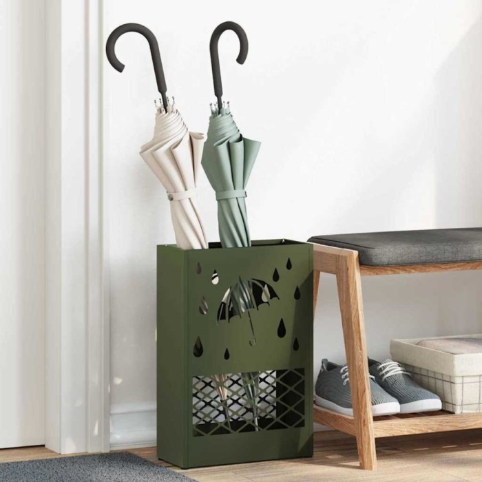 vidaXL Suport pentru Umbrelă Verde Măsliniu, 28x12x41 cm, Oțel