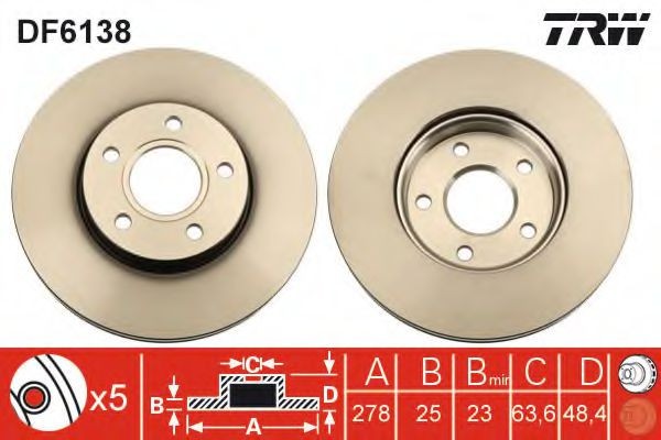 Disc frana FORD C-MAX II (DXA) (2010 - 2016) TRW DF6138