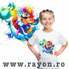 Tricou Copii Personalizat , Bumbac ? Mario Rainbow foto