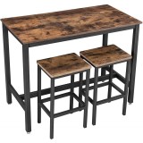 VASAGLE Set masa de bar cu 2 scaune, cadru din otel, blat lemn, stil industrial, 120x60x90cm, maro rustic Household NewTrend