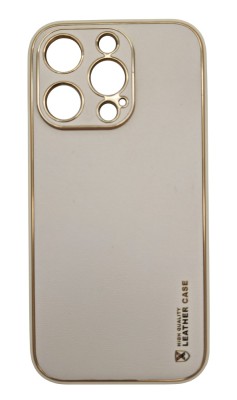 Husa compatibila cu iPhone 14 Pro, Piele ecologica, Full protection, Crem foto