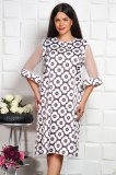 Cumpara ieftin Rochie Ocazie Tafta Imprimeu Floral Yves, Maneci Tull, Marimea 46