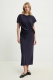 Answear Lab rochie culoarea bleumarin, maxi, dreaptă