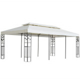 Pavilion cu acoperis dublu, alb, 6x3 m, otel