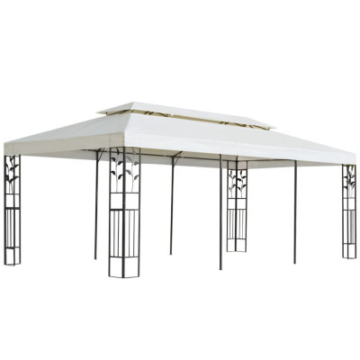 Pavilion cu acoperis dublu, alb, 6x3 m, otel GartenMobel Dekor foto