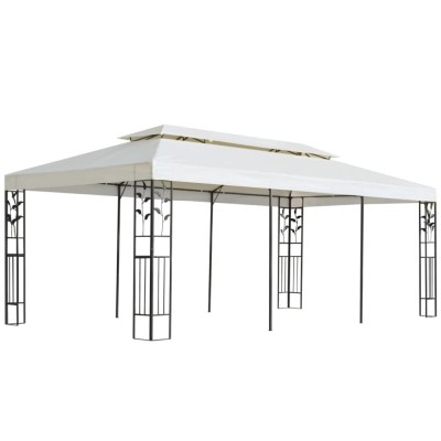 vidaXL Pavilion cu acoperiș dublu, alb, 6x3 m, oțel foto
