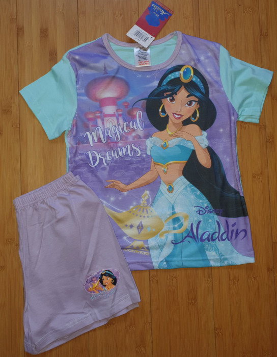 Pijama fata mov vara bumbac Disney Aladdin 7/8 ani noua