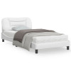 VidaXL Cadru de pat cu lumini LED, alb, 100x200 cm, piele ecologică