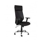 Scaun directorial SL Q211, cotiere reglabile, mesh, cadru cromat, suport lombar, mecanism de balans, negru