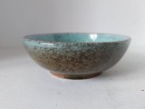 Bol Ceramic Vintage &ndash; Glazură Turcoaz, Stil Japonez Wabi-Sabi, 14 cm, Ceramică artizanală de atelier, decor rustic, cadou vintage, Boho decor