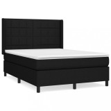 Cumpara ieftin Pat box spring cu saltea, negru, 140x190 cm, textil