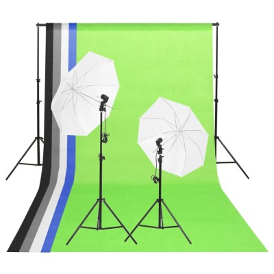 vidaXL Kit lumini studio foto, fundaluri şi umbrele foto
