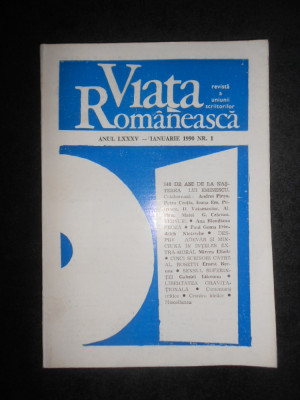 Revista Viata Romaneasca. Anul LXXXV - Ianuarie 1990. Nr. 1 foto