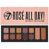 Paleta Farduri Ochi si Fata W7 Rose All Day, 12 Culori: Mate, Sidefate, Nude, Roz, Corai, Visinii. Textura Fina si Pigmentata