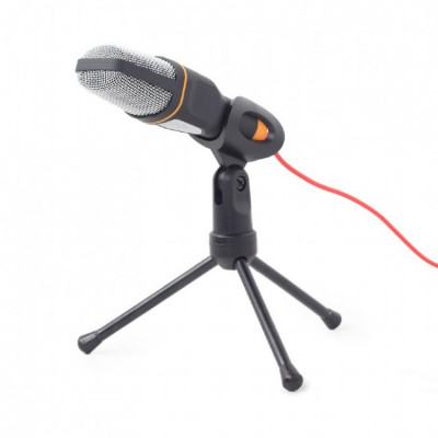 Microfon cu stand Gembird MIC-D-03, 3.5 mm Jack, Negru foto