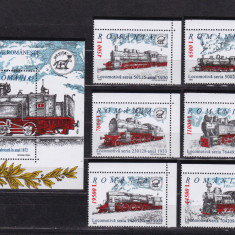 ROMANIA 2002 LP 1592 LP 1593 LOCOMOTIVE ROMANESTI SERIE+BLOC MNH