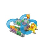 Set circuit feroviar cu locomotiva transparenta, sunete si lumini 32 piese