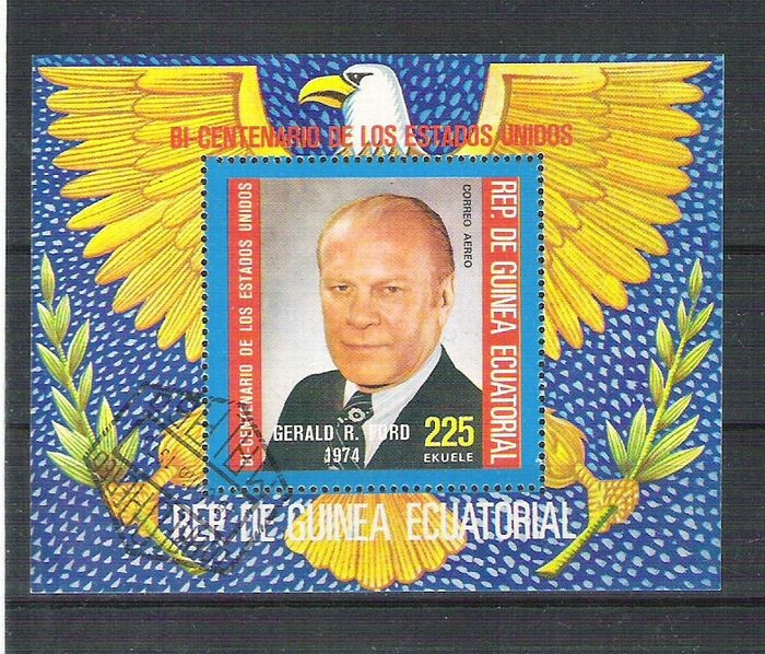 Eq. Guinea 1975 Anniversaries, perf. sheet, used I.084