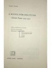 Cesare Pavese - A mania for Solitude - Selected poems (Editia: 1969) foto