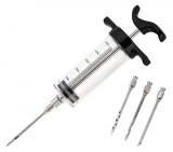 Injector condimente carne, 3 ace, 50 ml, plastic, 88g, 15 x 8cm, negru/gri