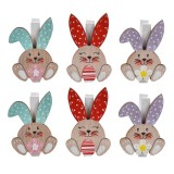 Set 6 Clestisori Decorativi din Lemn cu Iepurasi, 5 cm, Multicolor, CMCLASS