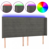 Cumpara ieftin Tablie de pat cu LED, gri inchis, 203x16x118/128 cm, catifea