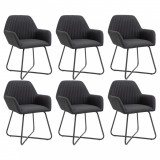 VidaXL Scaune de sufragerie, 6 buc. negru, material textil