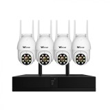 Sistem Supraveghere Video Profesional CCTV 4 Canale HD 4MP Wireless NVR IR 30m pentru interior/exterior