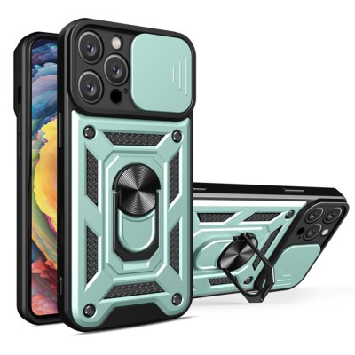 Husa pentru iphone 16 pro max, slide si snap, camshield, green foto