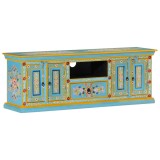 Cumpara ieftin Comoda TV, albastru, 110x30x40 cm, lemn masiv de mango