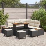 VidaXL Set de canapea de grădină cu 9 piese și perne Răchită neagră Acacia