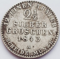 324 Prussia Prusia 2&amp;frac12; Silber Groschen 1843 Friedrich Wilhelm IV km 444 argint foto