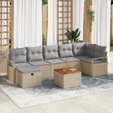 Set de sofa pentru grădină vidaXL cu 8 piese și perne din ratan bej poliester
