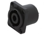4 Pole Black Airtight D Flange Solder Thru-Hole