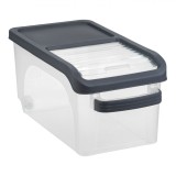Cutie Depozitare Plastic, Capac Deschidere, Capacitate 15L, Culoare Antracit, Transparentă