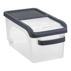 Cutie Depozitare Plastic, Capac Deschidere, Capacitate 15L, Culoare Antracit, Transparentă
