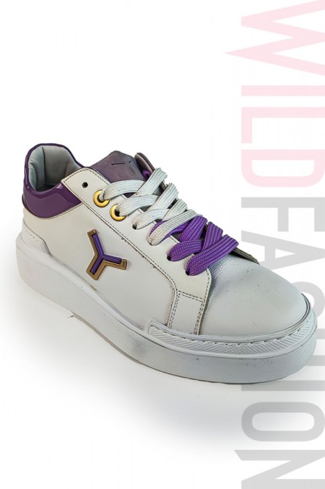 CH40-21011 Adidasi casual DAVI din piele naturala cu doua seturi de sireturi