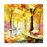 Cumpara ieftin Tablou pictat manual hol, living, Alee in parc, in armonie, 50x50cm ulei pe panza in cutit efect 3D
