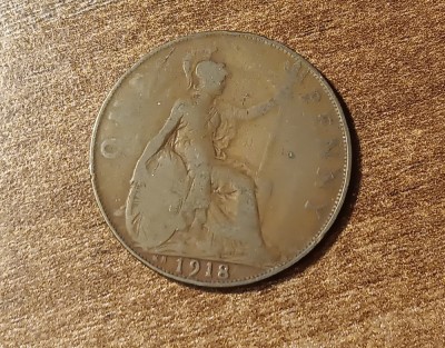 C50 - Moneda foarte veche - Anglia - one penny - 1918 foto