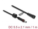 Cablu prelungitor alimentare 5.5 x 2.1mm T-M waterproof 1m Negru, Delock 67383