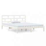 Cumpara ieftin Cadru de pat mic dublu, alb, 120x190 cm, lemn masiv
