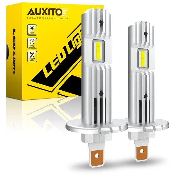 Set 2 becuri LED H1, Auxito&reg;, Canbus, lumina alb-rece, 12000 lumeni, fara eroare de bec ars