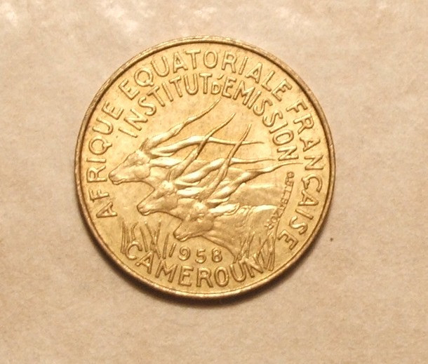 CAMERUN 5 FRANCI 1958 UNC/ FRUMOASA