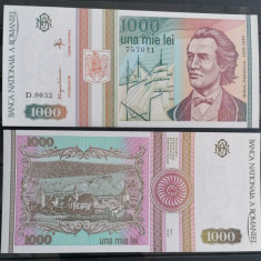 Romania, bancnota 1000 lei 1993, Mihai Eminescu, necirculata