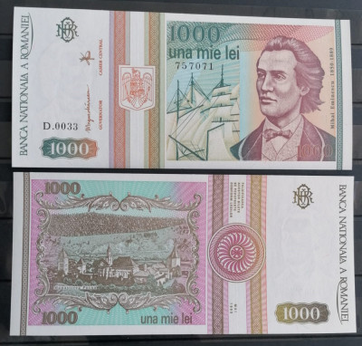 Romania, bancnota 1000 lei 1993, Mihai Eminescu, necirculata foto