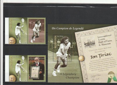 ROMANIA 2015 LP 2081 b LP 2081 a ION TIRIAC UN CAMPION DE LEGENDA 2 SERII CU VINIETE DIFERITE + COLITA MNH NESTAMPILATE foto