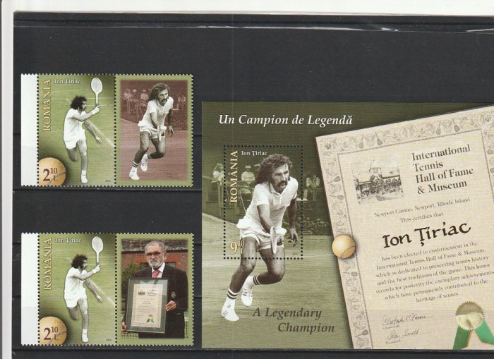 ROMANIA 2015 LP 2081 b LP 2081 a ION TIRIAC UN CAMPION DE LEGENDA 2 SERII CU VINIETE DIFERITE + COLITA MNH NESTAMPILATE