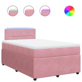 Cumpara ieftin Pat box spring cu saltea, roz, 120x200 cm, catifea